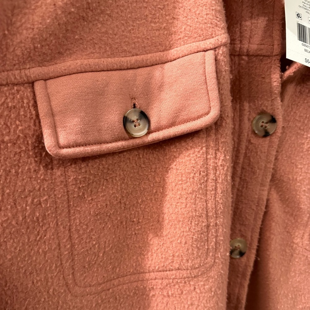 NWT Wonderly Fuzzy button down Shacket in Dull Rose, size L, brand new, pink - Picture 5 of 10